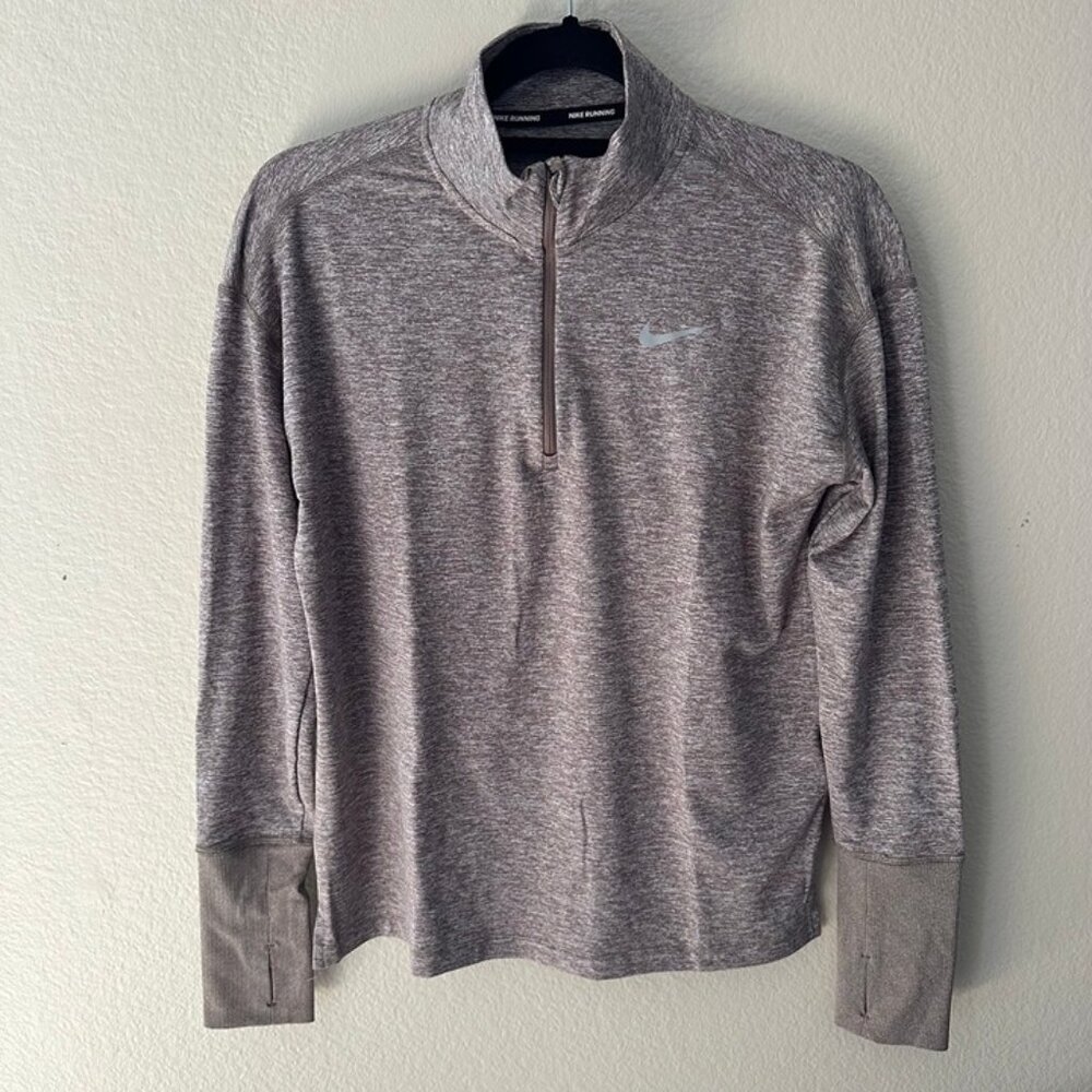 Nike Dri-Fit Long Sleeves Collared Workout Clothes Light Brown Running Gym Small